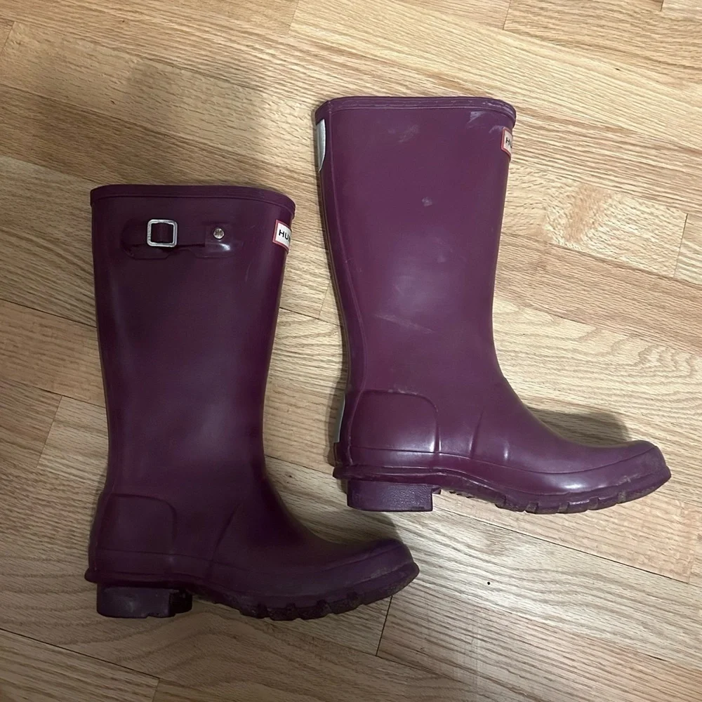 Hunter Tall Purple Rain Boots Sz 4 Girls Pull Up Kids